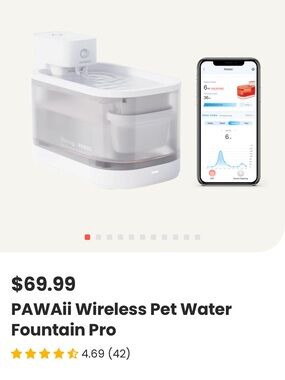 Waterdrop PAWAii Wireless Pet Water Fountain Pro — White
